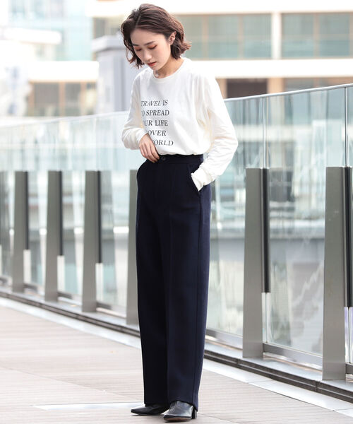 BEAMS LIGHTS（ビームスライツ）の「BEAMS LIGHTS / メッセージ プリント ロングスリーブ Tシャツ（Tシャツ/カットソー・レディース・ベージュ/オフホワイト・ONE SIZE）」の9枚目の写真