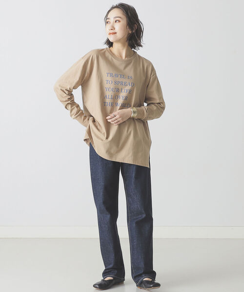 BEAMS LIGHTS（ビームスライツ）の「BEAMS LIGHTS / メッセージ プリント ロングスリーブ Tシャツ（Tシャツ/カットソー・レディース・ベージュ/オフホワイト・ONE SIZE）」の10枚目の写真