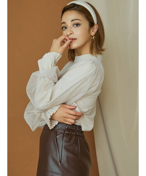 RESEXXY（リゼクシー）の「チュールレイヤードトップス（シャツ/ブラウス・レディース・ブラック/ベージュ/ホワイト・FREE）」の4枚目の写真