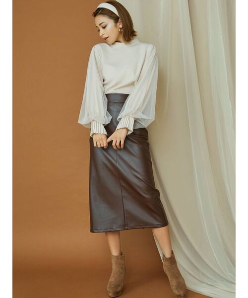 RESEXXY（リゼクシー）の「チュールレイヤードトップス（シャツ/ブラウス・レディース・ブラック/ベージュ/ホワイト・FREE）」の5枚目の写真