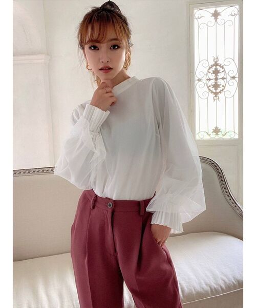 RESEXXY（リゼクシー）の「チュールレイヤードトップス（シャツ/ブラウス・レディース・ブラック/ベージュ/ホワイト・FREE）」の6枚目の写真