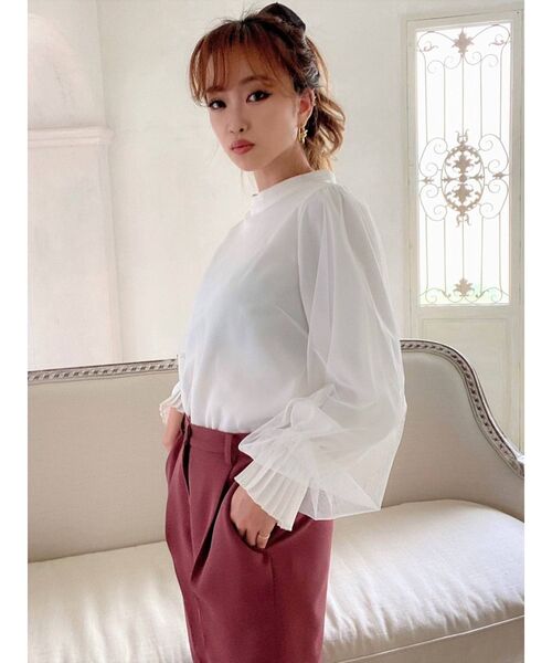 RESEXXY（リゼクシー）の「チュールレイヤードトップス（シャツ/ブラウス・レディース・ブラック/ベージュ/ホワイト・FREE）」の7枚目の写真