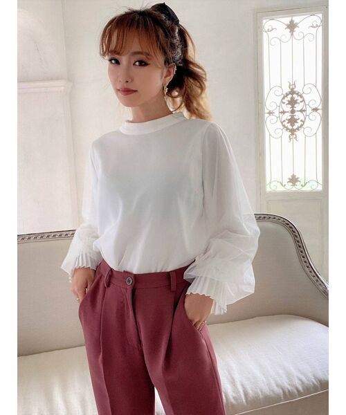 RESEXXY（リゼクシー）の「チュールレイヤードトップス（シャツ/ブラウス・レディース・ブラック/ベージュ/ホワイト・FREE）」の8枚目の写真