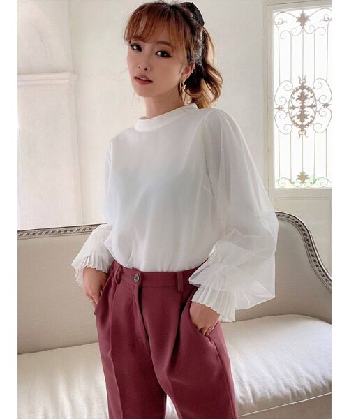 RESEXXY（リゼクシー）の「チュールレイヤードトップス（シャツ/ブラウス・レディース・ブラック/ベージュ/ホワイト・FREE）」の9枚目の写真