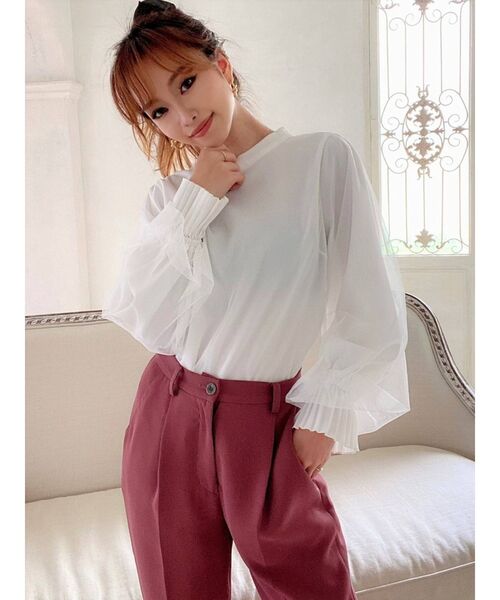 RESEXXY（リゼクシー）の「チュールレイヤードトップス（シャツ/ブラウス・レディース・ブラック/ベージュ/ホワイト・FREE）」の10枚目の写真