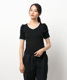 one way | 【oneway】配色そでギャザーテレコトップス(Tシャツ/カットソー)