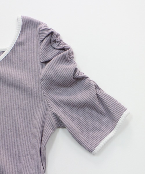 one way(ワンウェイ)の「【oneway】配色そでギャザーテレコトップス(Tシャツ/カットソー・レディース・ベージュ/ブラック/ホワイト/パープル・FREE)」の9枚目の写真