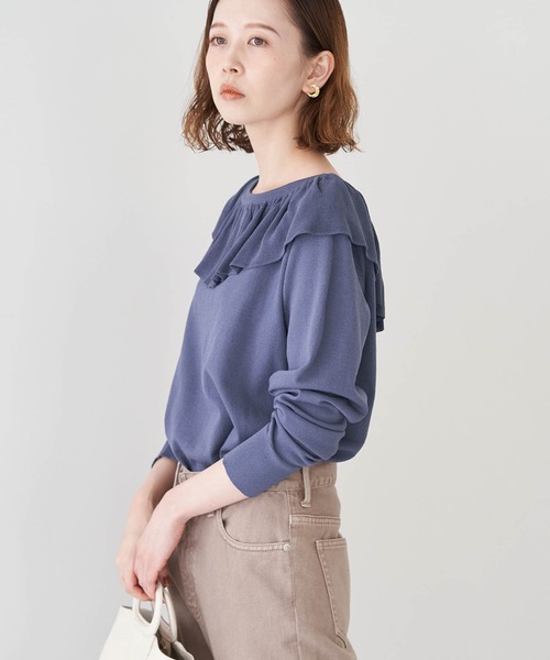 ROPE' PICNIC（ロペピクニック）の「【emur】ラッフルカーディガン（カーディガン/ボレロ・レディース・ブラック/ブルー/イエロー・38）」の2枚目の写真