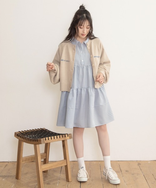 Mysa&Liina（ミーサリーナ）の「ロゴ刺繍入りニットカーディガン（カーディガン/ボレロ・レディース・ブラック/ベージュ/ピンク/ブルー/グリーン・M）」の9枚目の写真