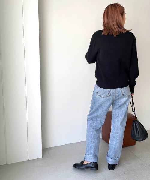 koko　CANAL JEAN via j ウール混リブクルーネックニット via j(ヴィアジェイ) ウール混リブクルーネックニットを使った人気