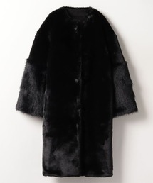 美品 ルルウィルビー 2WAY ファースリーブノーカラーコート ブラック 2 LOULOU WILLOUGHBY（ルルウィルビー）の「【LOULOU WILLOUGHBY】エコ