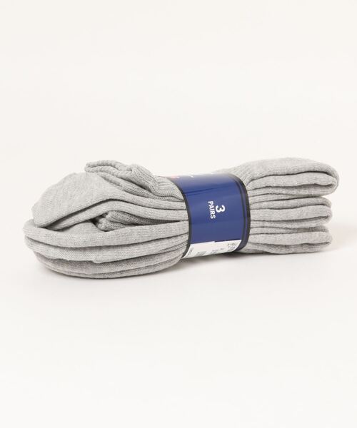 Champion（チャンピオン）の「【CHAMPION／チャンピオン】ロークルーレングス丈リブソックス 3足組　足底ハーフパイル仕様　ワンポイントブランドロゴ（ソックス/靴下・メンズ・ブラック/ホワイト/グレー・MEDIUM）」の4枚目の写真