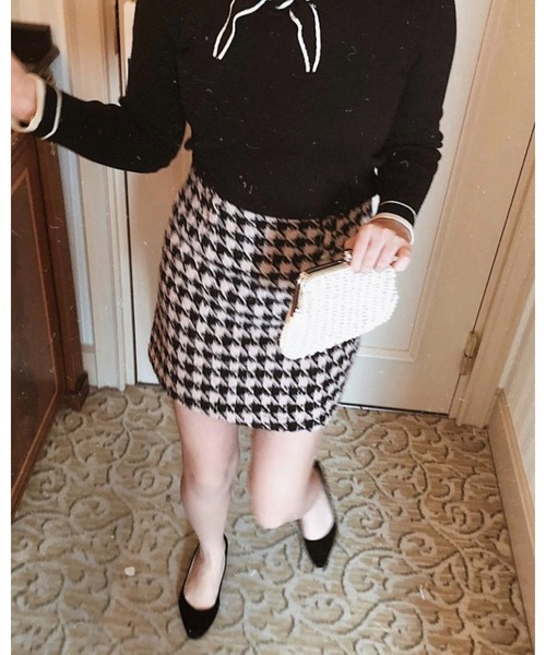 epine（エピヌ）の「tweed beige×black check mini skirt（スカート・レディース・ベージュ・S/M）」の5枚目の写真