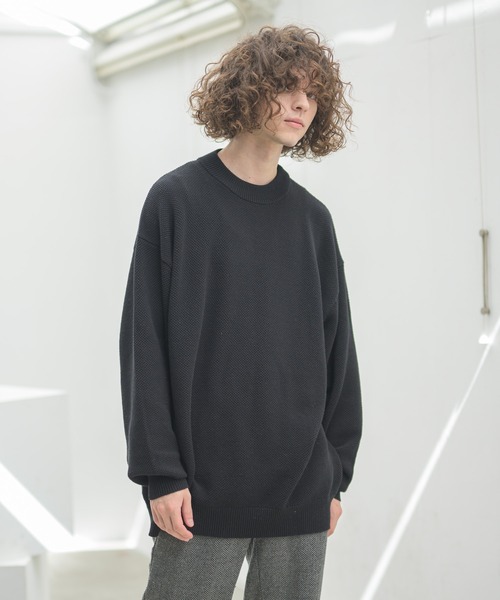 CASPER JOHN（キャスパージョン）の「カノコクルーネックニット（ニット/セーター・メンズ・ブラック/オフホワイト/モカ・マルチサイズ）」の3枚目の写真