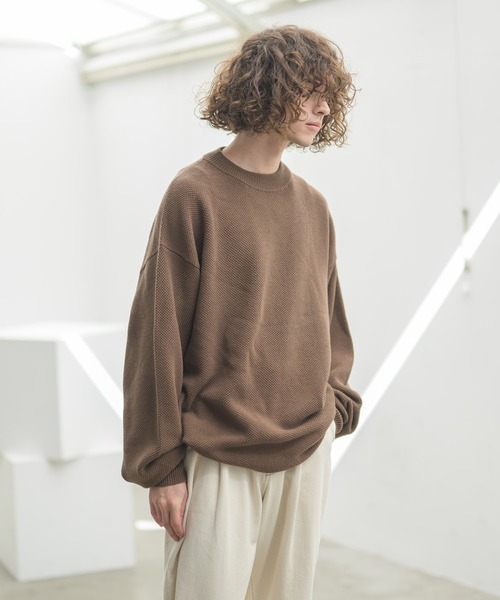 CASPER JOHN（キャスパージョン）の「カノコクルーネックニット（ニット/セーター・メンズ・ブラック/オフホワイト/モカ・マルチサイズ）」の19枚目の写真