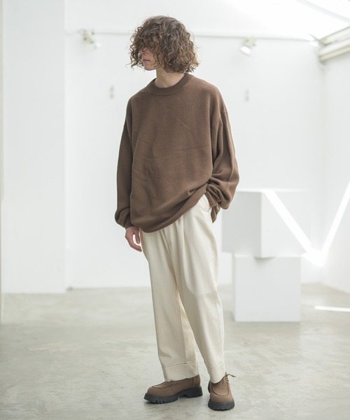 CASPER JOHN（キャスパージョン）の「カノコクルーネックニット（ニット/セーター・メンズ・ブラック/オフホワイト/モカ・マルチサイズ）」の13枚目の写真