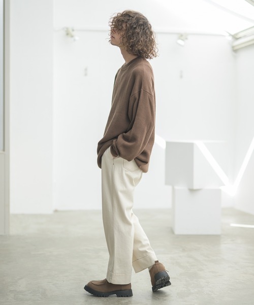 CASPER JOHN（キャスパージョン）の「カノコクルーネックニット（ニット/セーター・メンズ・ブラック/オフホワイト/モカ・マルチサイズ）」の8枚目の写真