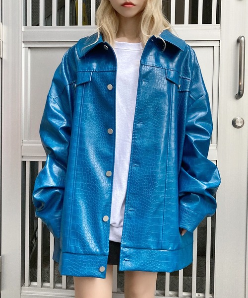 Figments(フィグメンツ)の「クロコフェイクレザーオーバージャケット(その他アウター・レディース・ブルー/オフホワイト/ブラック・MEDIUM/SMALL)」の13枚目の写真