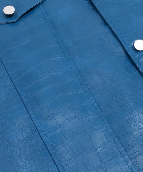 Figments(フィグメンツ)の「クロコフェイクレザーオーバージャケット(その他アウター・レディース・ブルー/オフホワイト/ブラック・MEDIUM/SMALL)」の6枚目の写真