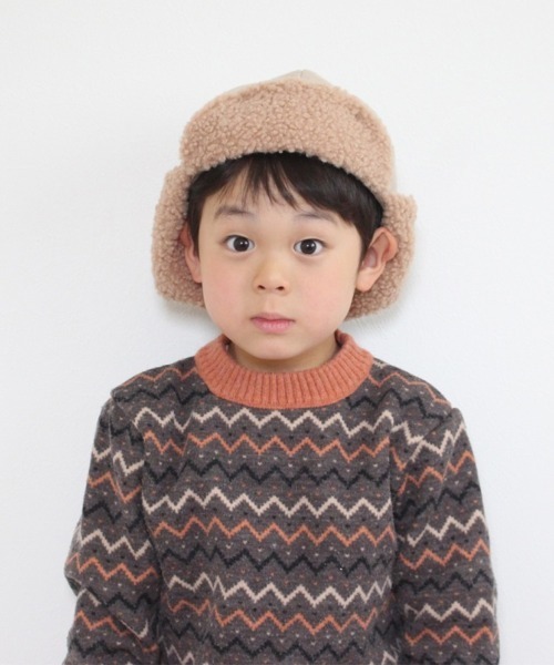 GRIN BUDDY（グリンバディ）の「【GRIN BUDDY/グリンバディ】【キッズ】ワントーンフライトキャップ/Biscuit Flight Cap（キャップ・キッズ・ベージュ/アイボリー/ブラウン・52/54）」の3枚目の写真