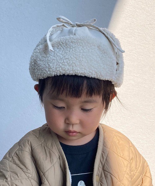 GRIN BUDDY（グリンバディ）の「【GRIN BUDDY/グリンバディ】【キッズ】ワントーンフライトキャップ/Biscuit Flight Cap（キャップ・キッズ・ベージュ/アイボリー/ブラウン・52/54）」の2枚目の写真