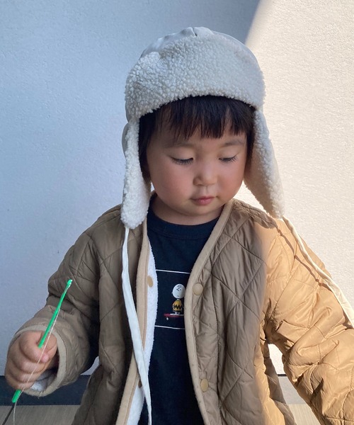 GRIN BUDDY（グリンバディ）の「【GRIN BUDDY/グリンバディ】【キッズ】ワントーンフライトキャップ/Biscuit Flight Cap（キャップ・キッズ・ベージュ/アイボリー/ブラウン・52/54）」の8枚目の写真