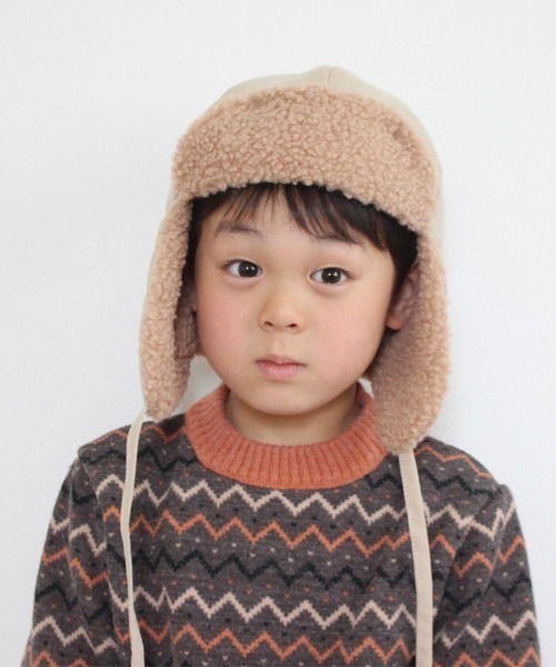 GRIN BUDDY（グリンバディ）の「【GRIN BUDDY/グリンバディ】【キッズ】ワントーンフライトキャップ/Biscuit Flight Cap（キャップ・キッズ・ベージュ/アイボリー/ブラウン・52/54）」の5枚目の写真