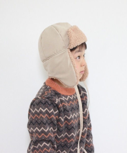 GRIN BUDDY（グリンバディ）の「【GRIN BUDDY/グリンバディ】【キッズ】ワントーンフライトキャップ/Biscuit Flight Cap（キャップ・キッズ・ベージュ/アイボリー/ブラウン・52/54）」の6枚目の写真