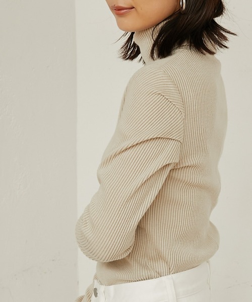 BONbazaar（ボンバザール）の「★OT★Luxury Warmリブハイネック（ニット/セーター・レディース・ベージュ/グレー/オフホワイト/ボルドー・40）」の3枚目の写真