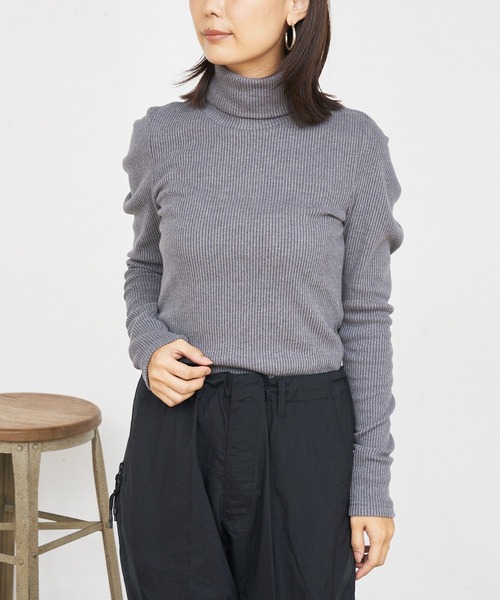 BONbazaar（ボンバザール）の「★OT★Luxury Warmリブハイネック（ニット/セーター・レディース・ベージュ/グレー/オフホワイト/ボルドー・40）」の8枚目の写真