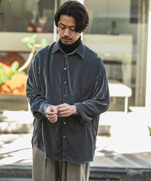 URBAN RESEARCH（アーバンリサーチ）の「COSEI　VELVET SHIRTS（シャツ/ブラウス・メンズ・グレー/パープル・3/2/1）」の2枚目の写真