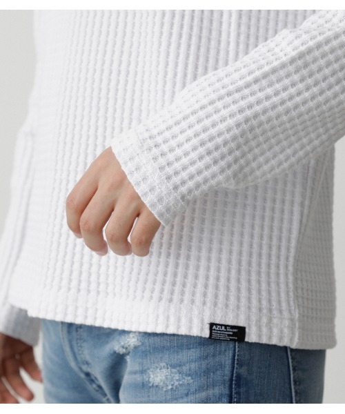 AZUL by moussy(アズールバイマウジー)の「HEAVY WAFFLE V/N LONG TEE/ヘビーワッフルV/NロングT(Tシャツ/カットソー・メンズ・ホワイト/杢グレー/ブラック・MEDIUM/LARGE/SMALL)」の22枚目の写真
