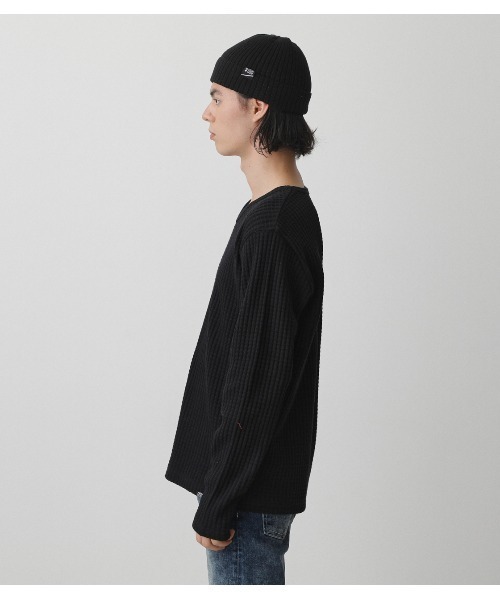 AZUL by moussy(アズールバイマウジー)の「HEAVY WAFFLE V/N LONG TEE/ヘビーワッフルV/NロングT(Tシャツ/カットソー・メンズ・ホワイト/杢グレー/ブラック・MEDIUM/LARGE/SMALL)」の17枚目の写真