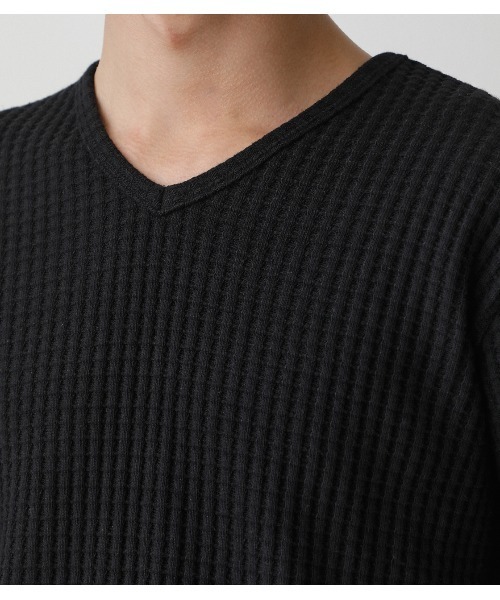 AZUL by moussy(アズールバイマウジー)の「HEAVY WAFFLE V/N LONG TEE/ヘビーワッフルV/NロングT(Tシャツ/カットソー・メンズ・ホワイト/杢グレー/ブラック・MEDIUM/LARGE/SMALL)」の15枚目の写真