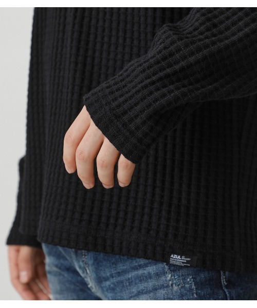 AZUL by moussy(アズールバイマウジー)の「HEAVY WAFFLE V/N LONG TEE/ヘビーワッフルV/NロングT(Tシャツ/カットソー・メンズ・ホワイト/杢グレー/ブラック・MEDIUM/LARGE/SMALL)」の13枚目の写真