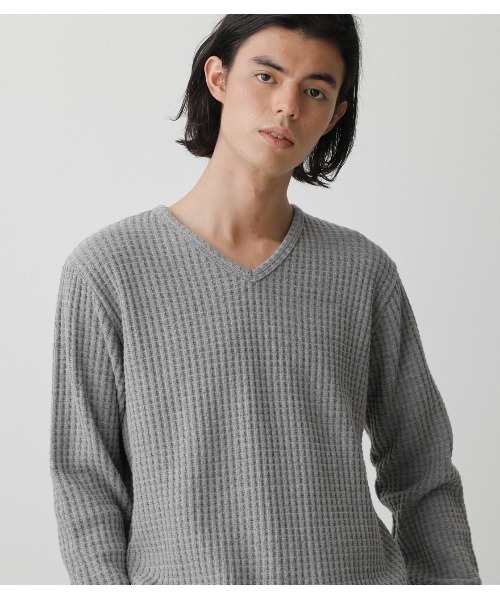 AZUL by moussy(アズールバイマウジー)の「HEAVY WAFFLE V/N LONG TEE/ヘビーワッフルV/NロングT(Tシャツ/カットソー・メンズ・ホワイト/杢グレー/ブラック・MEDIUM/LARGE/SMALL)」の10枚目の写真