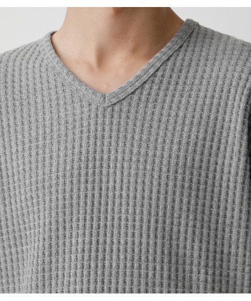 AZUL by moussy(アズールバイマウジー)の「HEAVY WAFFLE V/N LONG TEE/ヘビーワッフルV/NロングT(Tシャツ/カットソー・メンズ・ホワイト/杢グレー/ブラック・MEDIUM/LARGE/SMALL)」の6枚目の写真