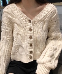 Primazel | ショート丈 ケーブル編み カーディガン(カーディガン/ボレロ)