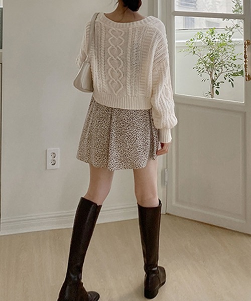 Primazel（プリマゼル）の「ショート丈 ケーブル編み カーディガン（カーディガン/ボレロ・レディース・ブルー/アイボリー/モカ・M）」の6枚目の写真