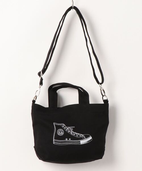 CONVERSE（コンバース）の「CONVERSE　CANVAS SNEAKERS PRINT 2WAY SHOULDER（ショルダーバッグ・レディース・ブラック/オフホワイト/ラベンダー・FREE）」の9枚目の写真