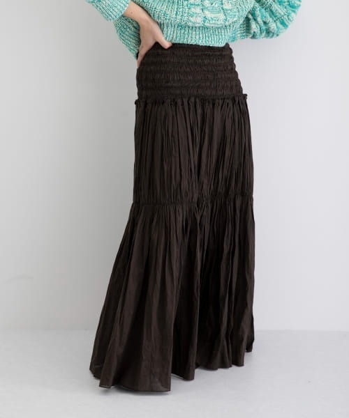 iI（アイ）の「iI　shirring skirt（スカート・レディース・オフホワイト/ダークブラウン/ブラック・ONE）」の3枚目の写真