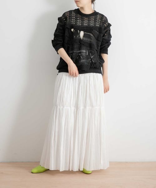 iI（アイ）の「iI　shirring skirt（スカート・レディース・オフホワイト/ダークブラウン/ブラック・ONE）」の21枚目の写真