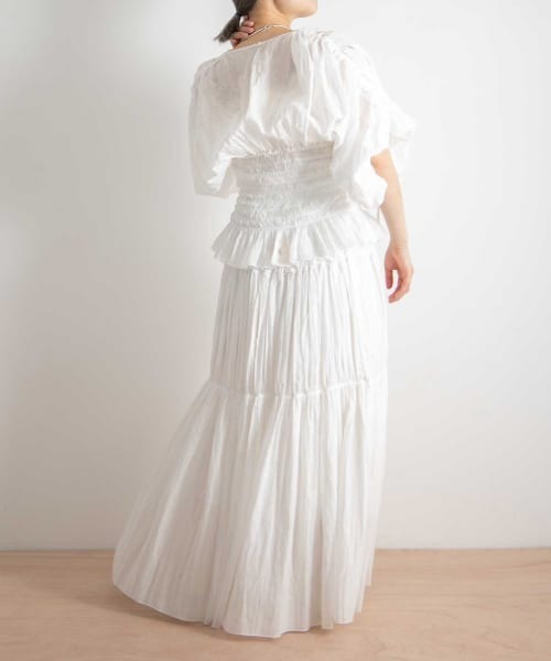 iI（アイ）の「iI　shirring skirt（スカート・レディース・オフホワイト/ダークブラウン/ブラック・ONE）」の4枚目の写真