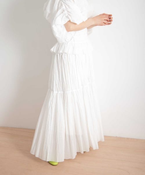 iI（アイ）の「iI　shirring skirt（スカート・レディース・オフホワイト/ダークブラウン/ブラック・ONE）」の18枚目の写真