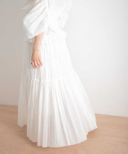 iI（アイ）の「iI　shirring skirt（スカート・レディース・オフホワイト/ダークブラウン/ブラック・ONE）」の8枚目の写真