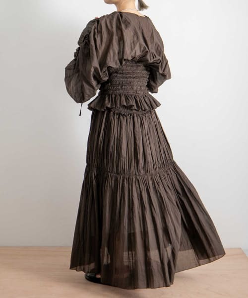 iI（アイ）の「iI　shirring skirt（スカート・レディース・オフホワイト/ダークブラウン/ブラック・ONE）」の22枚目の写真