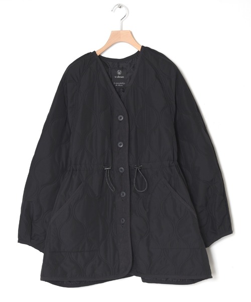 w closet（ダブルクローゼット）の「VネックWステッチひょうたんキルティングジャケット（ダウンジャケット/コート・レディース・カーキ/ブラック/ベージュ系その他/アイボリー・FREE）」の9枚目の写真