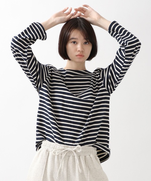 ALAND（エーランド）の「3.3Field Trip／ボーダーボートネックロンT　2261503（Tシャツ/カットソー・レディース・アイボリー/カーキ/ネイビー・FREE）」の4枚目の写真