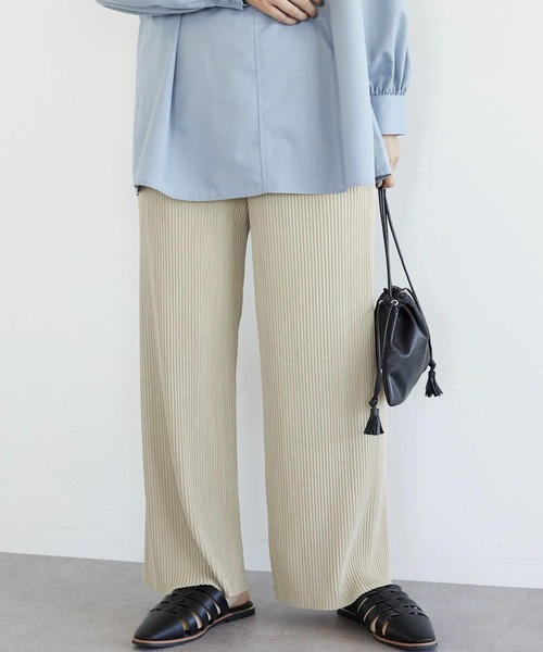 Green Parks(グリーンパークス)の「・RAY CASSIN セルフカットプリーツパンツ*(その他パンツ・レディース・ブラック/ベージュ/ピンク/ブルー/グリーン・FREE)」の3枚目の写真