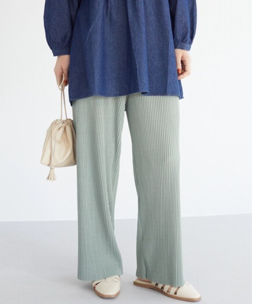 Green Parks(グリーンパークス)の「・RAY CASSIN セルフカットプリーツパンツ*(その他パンツ・レディース・ブラック/ベージュ/ピンク/ブルー/グリーン・FREE)」の4枚目の写真